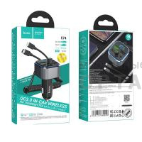 FM-модулятор HOCO E74, Energy , Bluetooth, QC, FCP, AFC,  серый