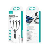 Кабель USB-Type-C, Lightning, Lightning, Micro Usams US-SJ563 U80, 1.2м, 3.0A, черный