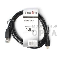 Кабель TELECOM USB 2.0 - mini-B, чёрный, 1.8 м. (1/150) Кабель TELECOM USB 2.0 - mini-B, чёрный, 1.8 м. (1/150)