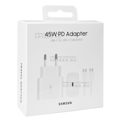 Ориг для Samsung, СЗУ в комплекте 45W PD Adapter USB-C to USB-C Cable, белый (в коробке)